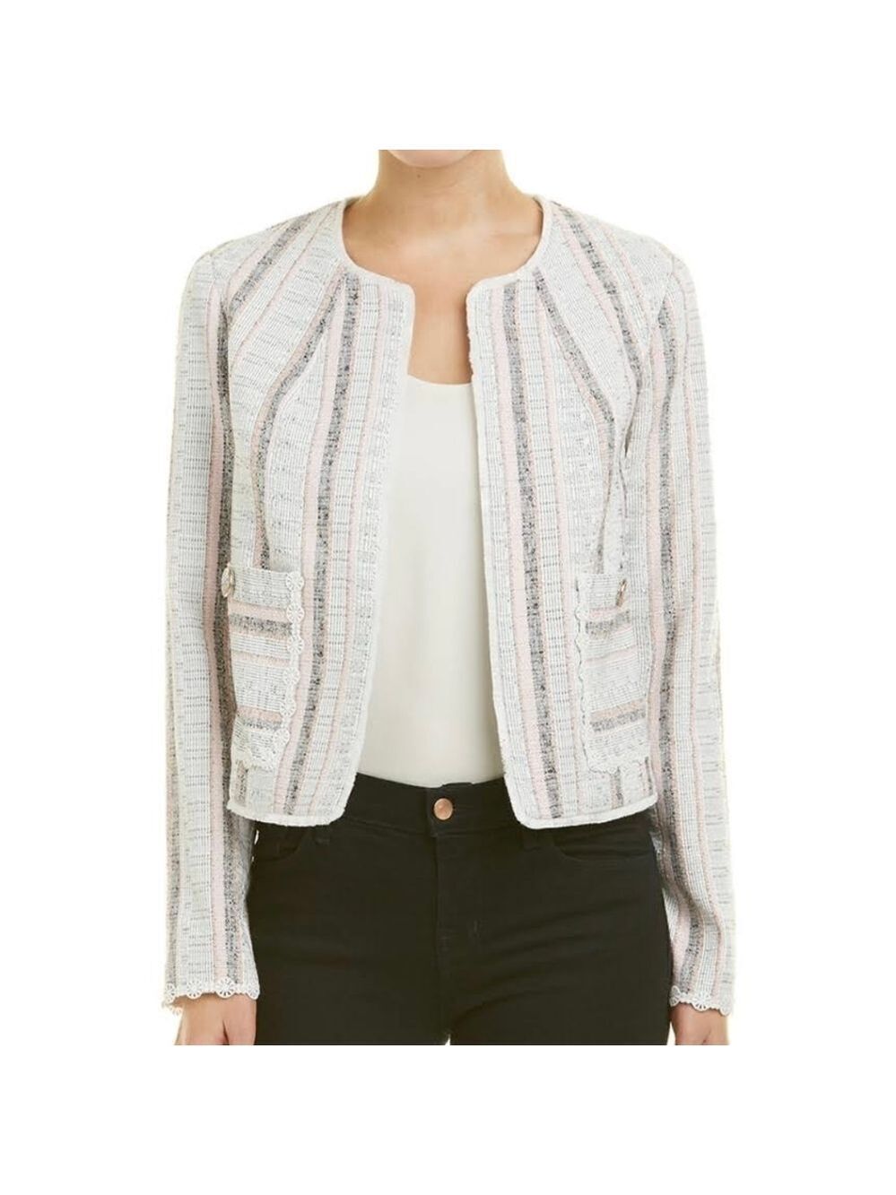 8 • Laundry by Shelli Segal • Soft Blush & White Metallic Thread Tweed Blazer